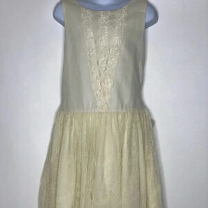Max studio girls ivory linen blend lace dress sz 8
